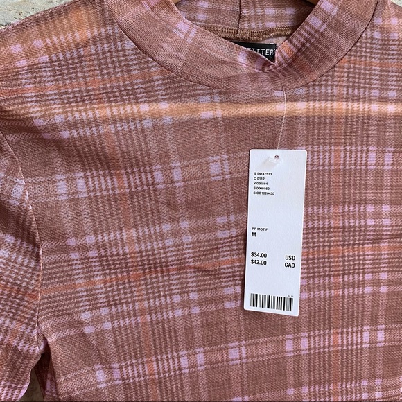 *NWT* Urban Outfitters mesh long-sleeve plaid top - Picture 4 of 6